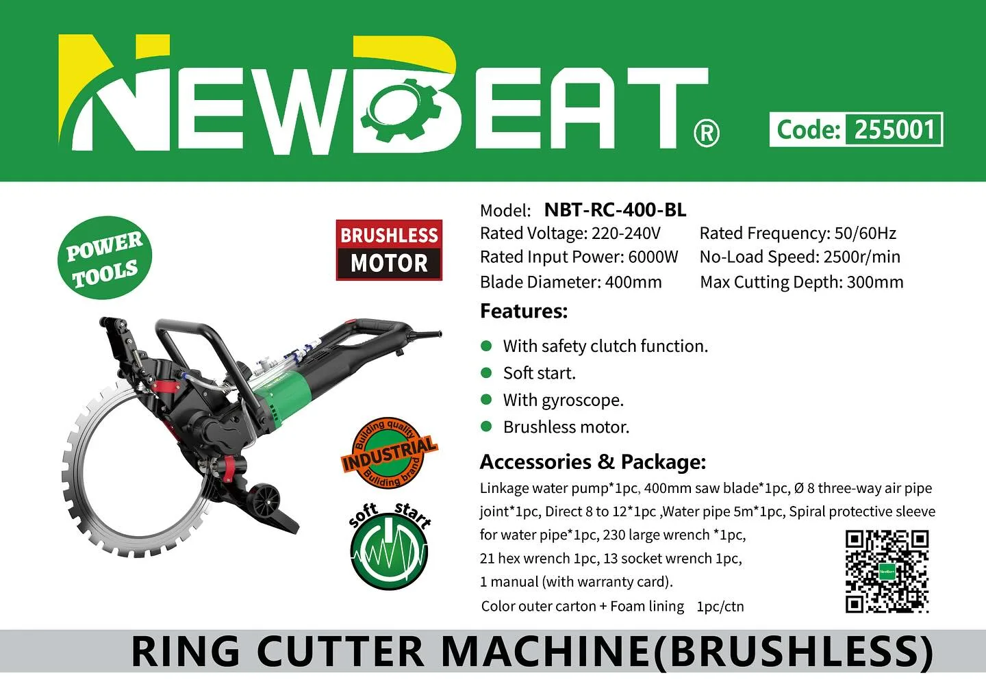 Newbeat NBT-RC-400-BL 400mm Brushless Ring Cutter Machine