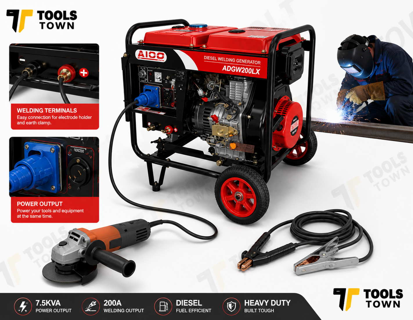 Aico ADGW200LX 7.5KVA Diesel Welding Generator  Open Type